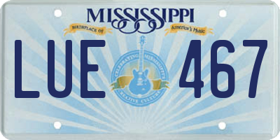 MS license plate LUE467