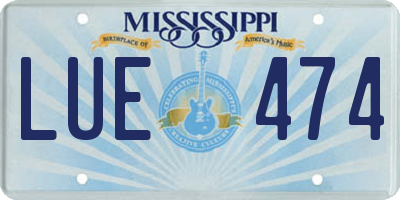 MS license plate LUE474