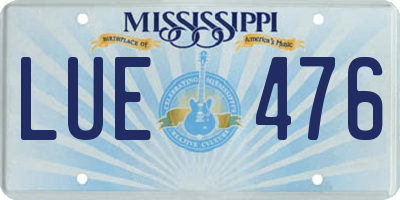 MS license plate LUE476