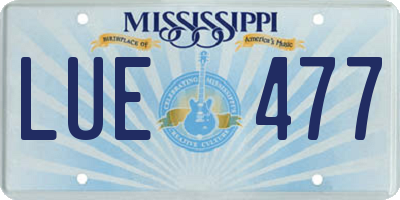 MS license plate LUE477