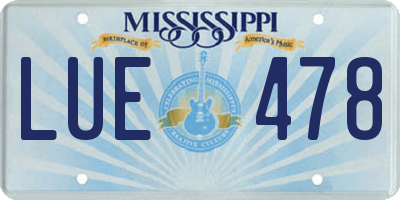 MS license plate LUE478