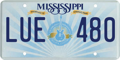 MS license plate LUE480