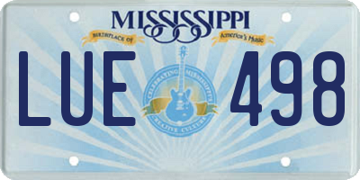 MS license plate LUE498