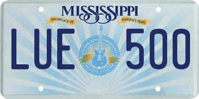 MS license plate LUE500