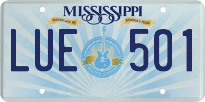 MS license plate LUE501