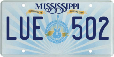 MS license plate LUE502