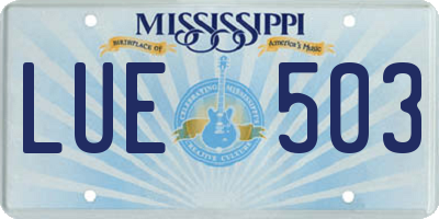 MS license plate LUE503