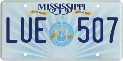 MS license plate LUE507