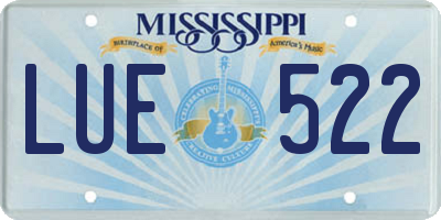 MS license plate LUE522