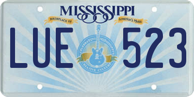 MS license plate LUE523