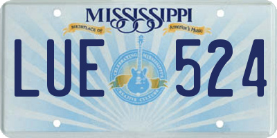 MS license plate LUE524