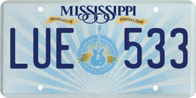 MS license plate LUE533
