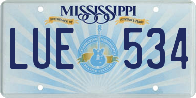 MS license plate LUE534
