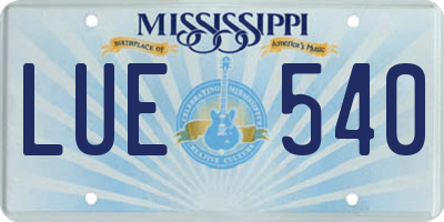 MS license plate LUE540