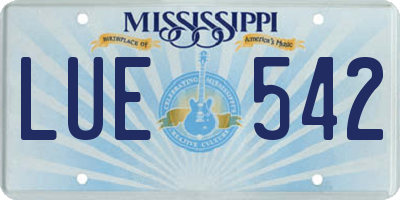 MS license plate LUE542