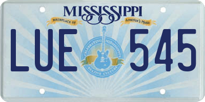 MS license plate LUE545