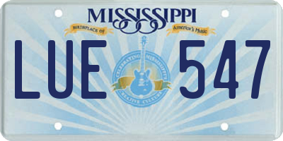 MS license plate LUE547