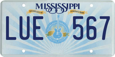 MS license plate LUE567