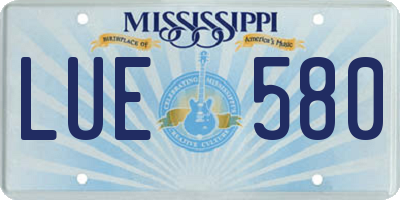 MS license plate LUE580