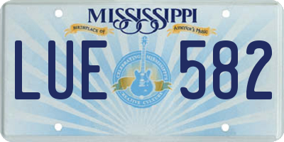 MS license plate LUE582