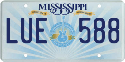 MS license plate LUE588