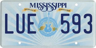 MS license plate LUE593