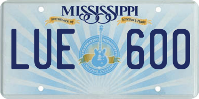 MS license plate LUE600