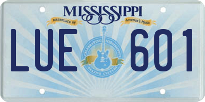 MS license plate LUE601