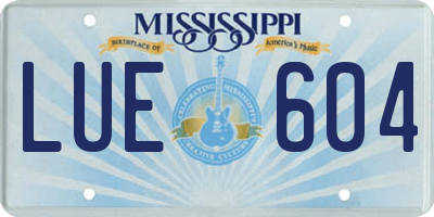 MS license plate LUE604