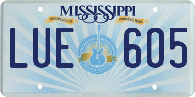 MS license plate LUE605