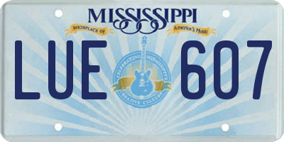MS license plate LUE607