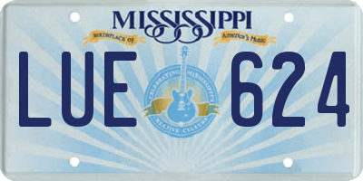 MS license plate LUE624