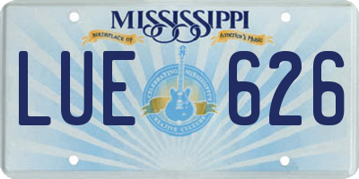 MS license plate LUE626