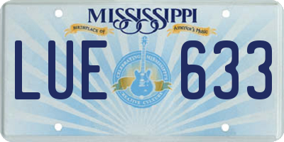 MS license plate LUE633