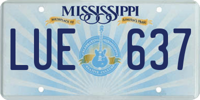 MS license plate LUE637