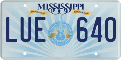 MS license plate LUE640