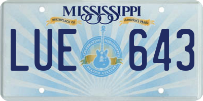 MS license plate LUE643