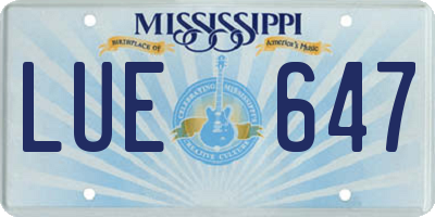 MS license plate LUE647