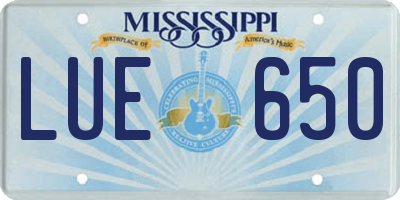 MS license plate LUE650