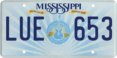 MS license plate LUE653