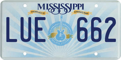 MS license plate LUE662