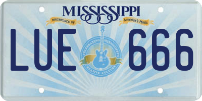 MS license plate LUE666