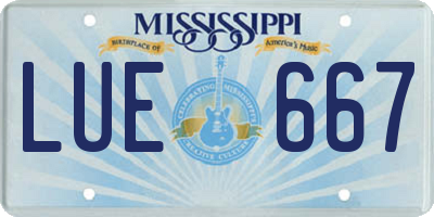 MS license plate LUE667