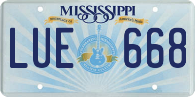 MS license plate LUE668