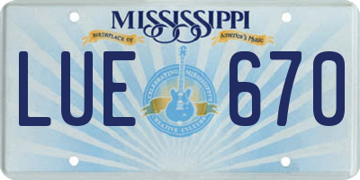 MS license plate LUE670