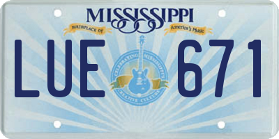 MS license plate LUE671