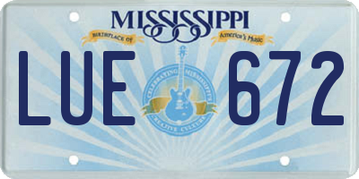 MS license plate LUE672