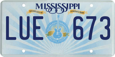 MS license plate LUE673