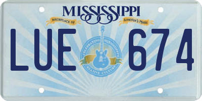 MS license plate LUE674