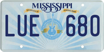 MS license plate LUE680